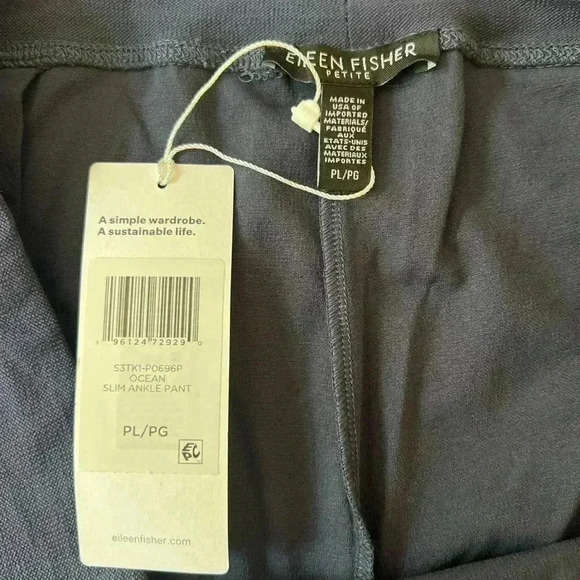 Eileen fisher crepe stretch slim ankle pant ocean blue - Picture 8 of 8